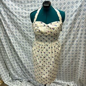 Anthropologie Retro Halter Postage Stamp Dress NWOT 8 PIN UP